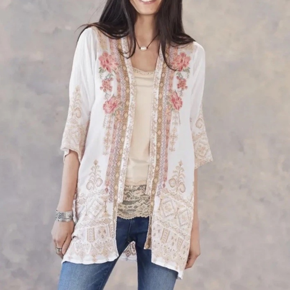 Johnny Was Women’s Embroidered Kimono Jacket Topper